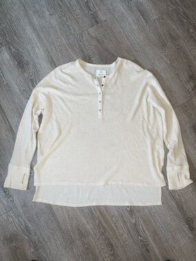 aerie OFFLINE oversized Waffle Henley Top i
Light Beige large casual long sleeve